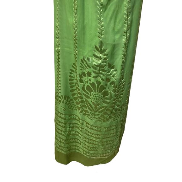 Studio M Silk Green Floral Halter Dress Size Large - Picture 3 of 8